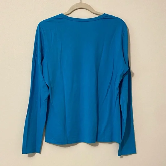 TSE 100% cotton long sleeve knit top XL like new condition ocean blue - Picture 3 of 3